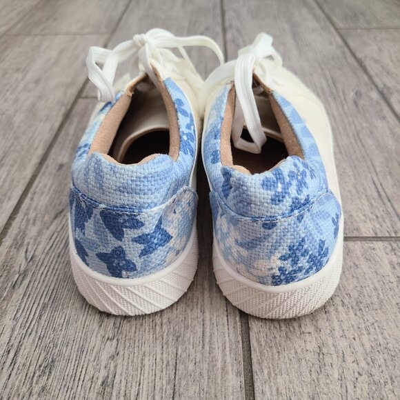 SOUL Naturalizer White Sneakers with Blue Floral Heel Women’s 9M - Picture 6 of 12